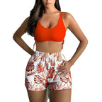 Damen Sportliche Bikini-Set mit flexiblen Trägern und gerüschtem Bund R&B