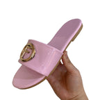Damen Glamouröse Slide-Sandalen mit stylischem Logo-Akzent R&B