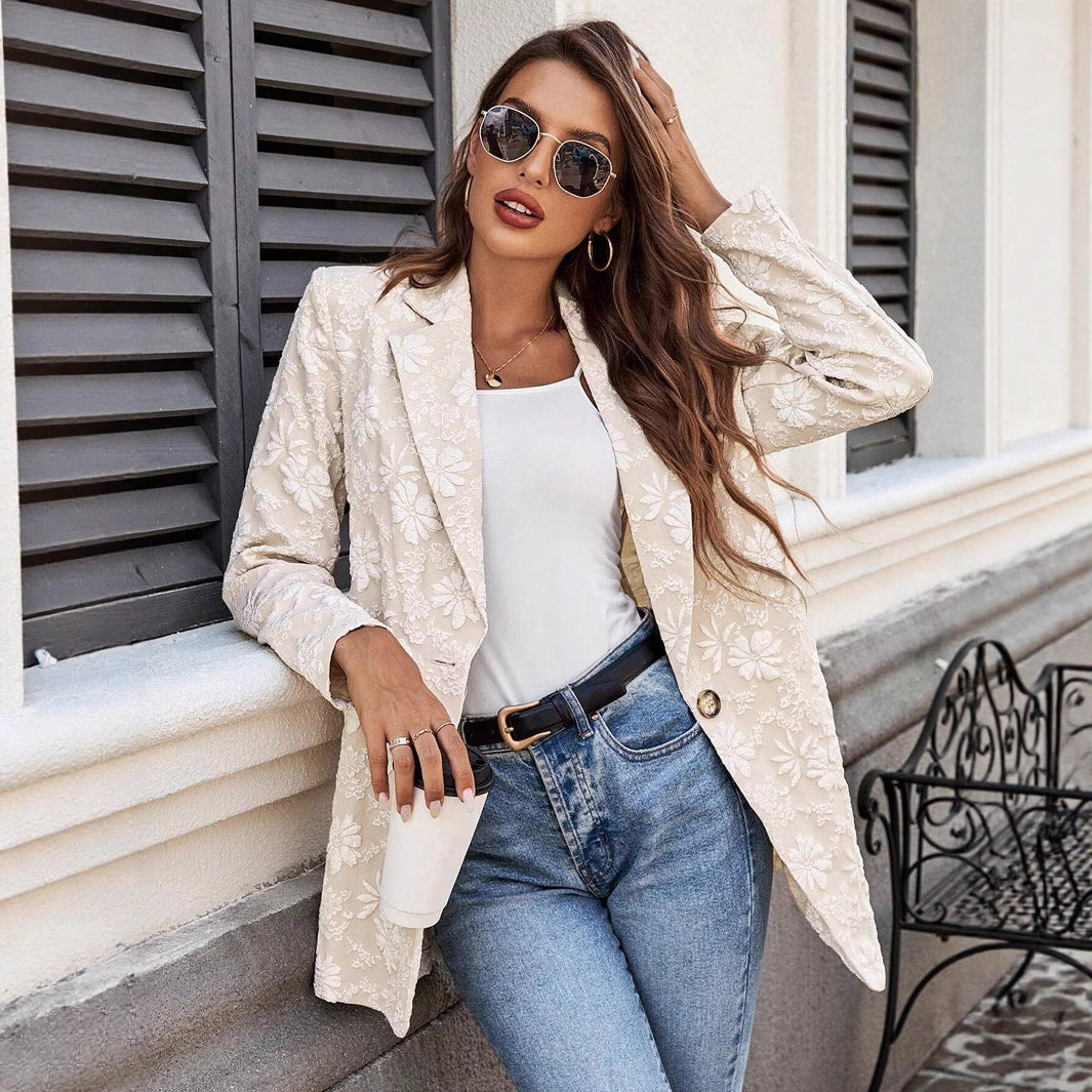 Damen Modischer Blazer mit floralen Details R&B