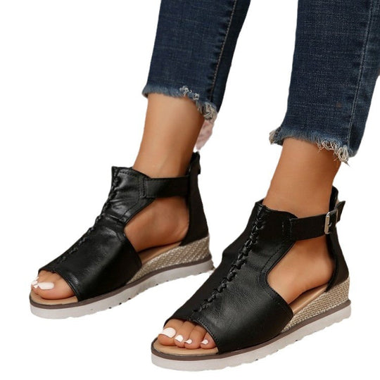 Damen bequeme Plateau-Sandalen mit atmungsaktiven Mesh-Einsätzen R&B