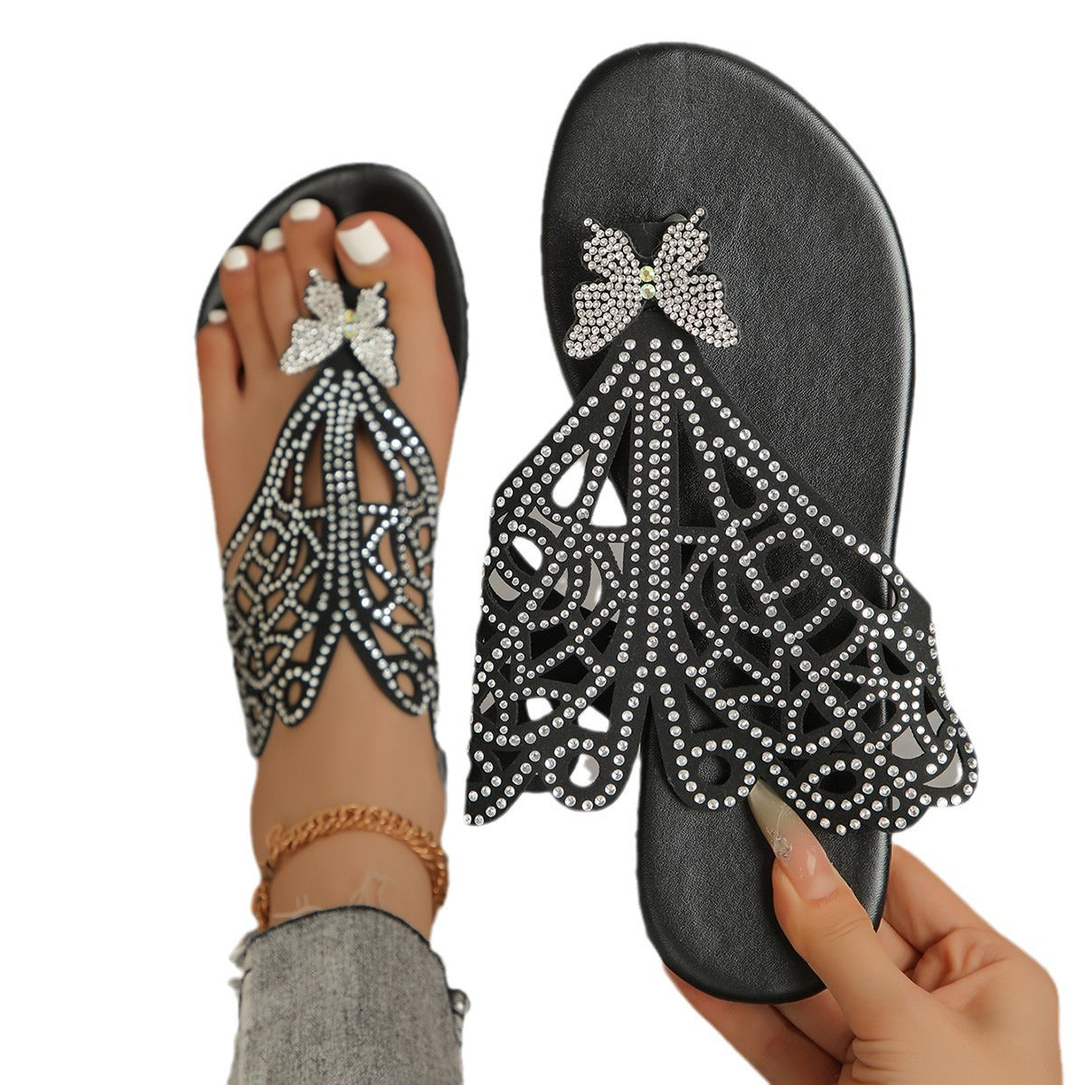 Damen Sandalen mit geschmackvollem Design und funkelnden Applikationen R&B