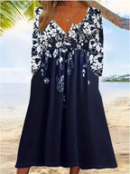 Damen Maxikleid mit floralem Design und eleganten Knopfdetails R&B