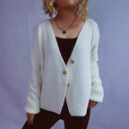 Damen lässiger Strickcardigan mit dekorativen Knopfdetails R&B