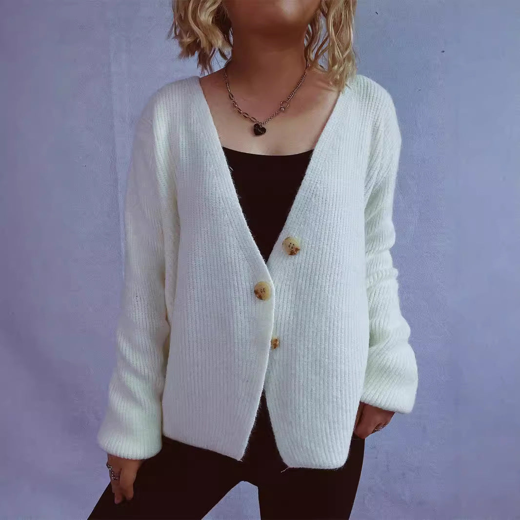 Damen lässiger Strickcardigan mit dekorativen Knopfdetails R&B