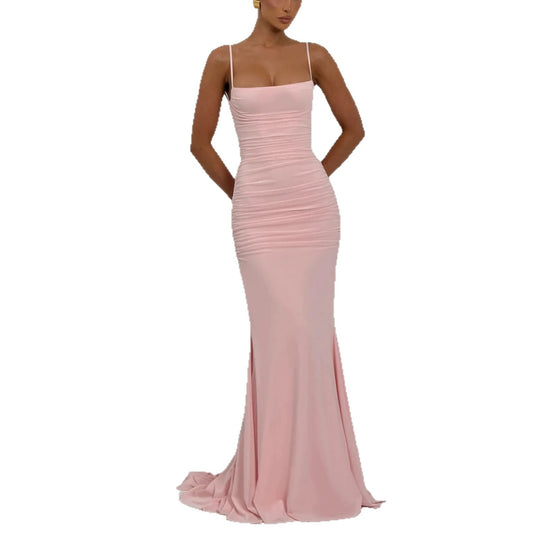 Damen Elegantes Tailliertes Maxikleid mit Raffungen R&B