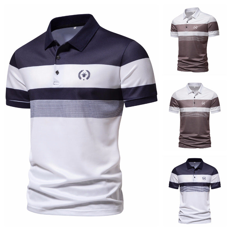 Herren Poloshirt mit modernem Streifenmuster und atmungsaktiven Eigenschaften