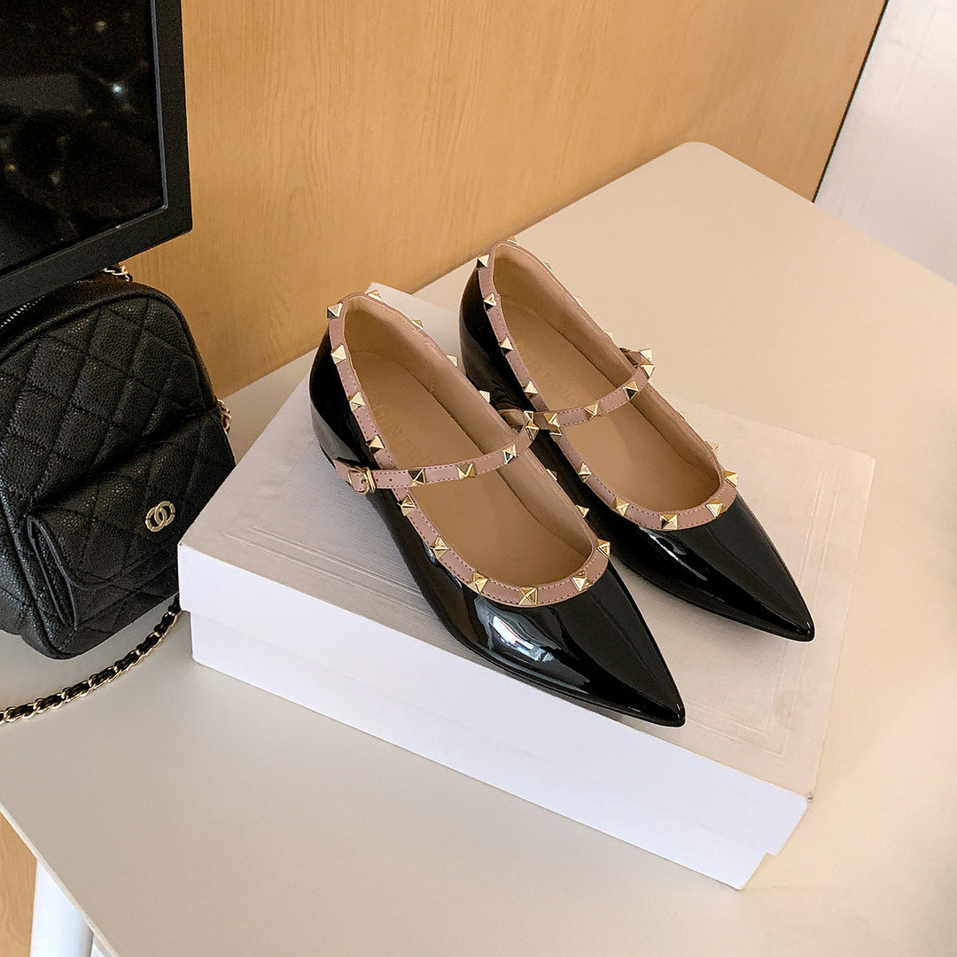 Damen Ballerinas mit verstellbarem Riemchen und luxuriösem Glanz R&B