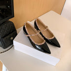 Damen Ballerinas mit verstellbarem Riemchen und luxuriösem Glanz