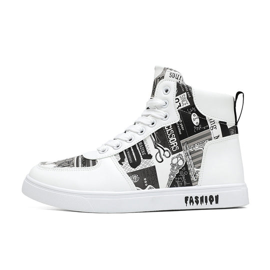 Herren Modische High-Top Sneakers mit einzigartigem Grafikdesign R&B
