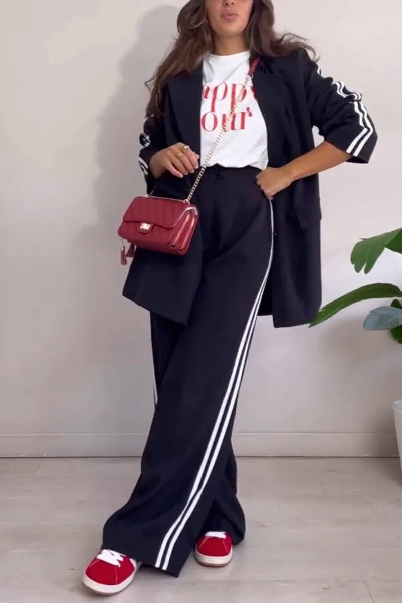Damen elegantes Blazer-Set mit sportlichen Akzenten und weitem Schnitt R&B