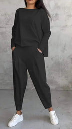 Jogginganzug Damen Lounge-Set mit weiten Ärmeln und Taschen