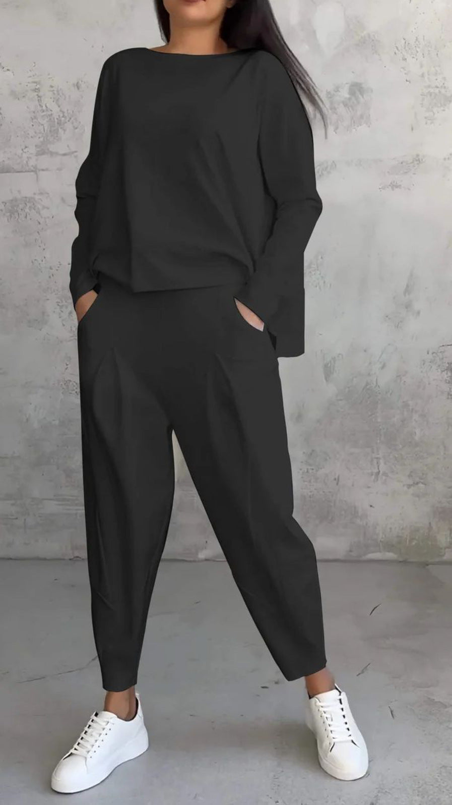 Jogginganzug Damen Lounge-Set mit weiten Ärmeln und Taschen