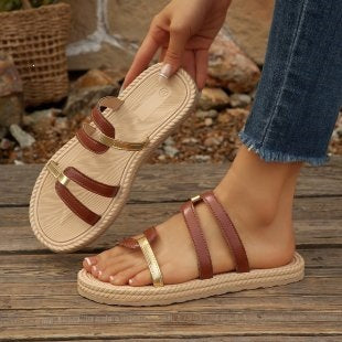 Damen Sommerliche Zehentrenner Sandalen R&B
