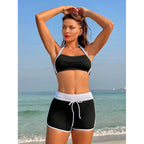Damen Sportlicher Bikini mit Shorts und verstellbaren Trägern R&B