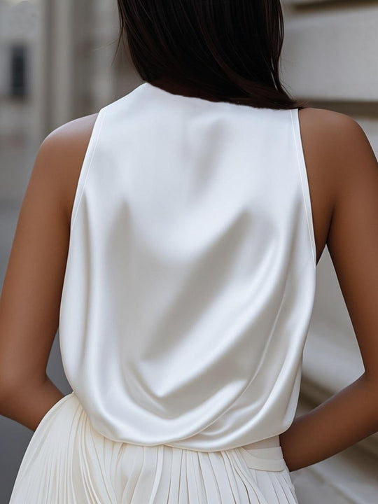 Damen Elegante Chiffonbluse mit schickem Wasserfall-Ausschnitt R&B
