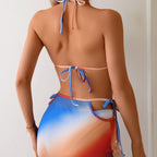 Damen Triangel-Bikini mit durchgehendem Farbverlauf und seitlichem Wickelrock R&B