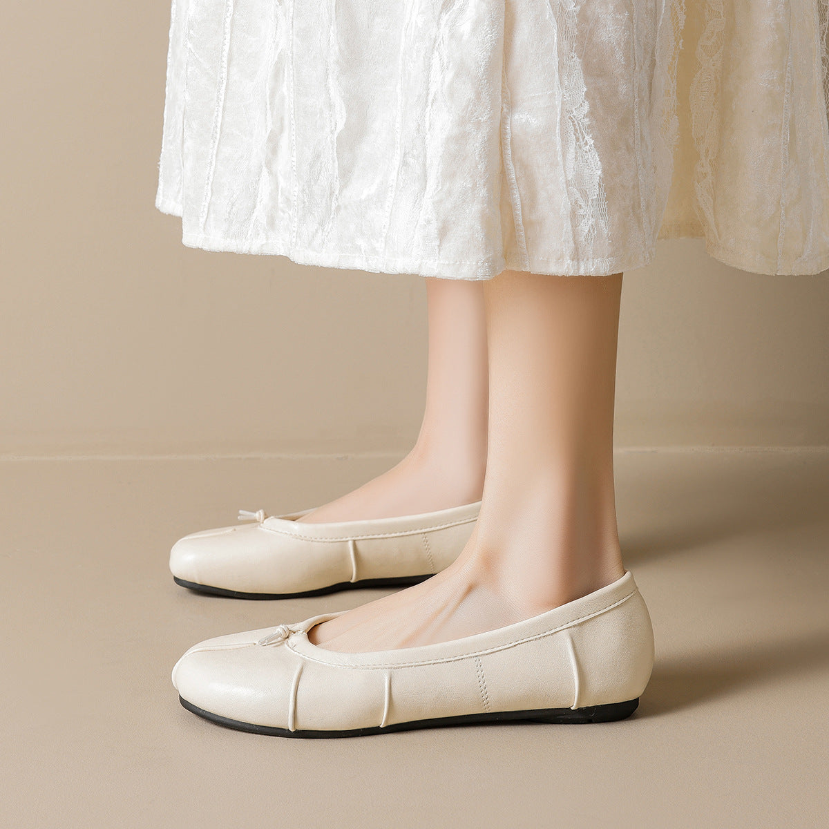 Damen Ballerina mit geschmeidigem Leder und elastischem Komfort