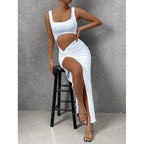 Damen Cut-Out Maxikleid mit seitlichem Schlitz und hochwertigem Material R&B
