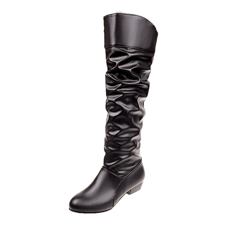 Damen nan knielange Slouch-Stiefel mit weichem Schaft und niedrigem Blockabsatz R&B