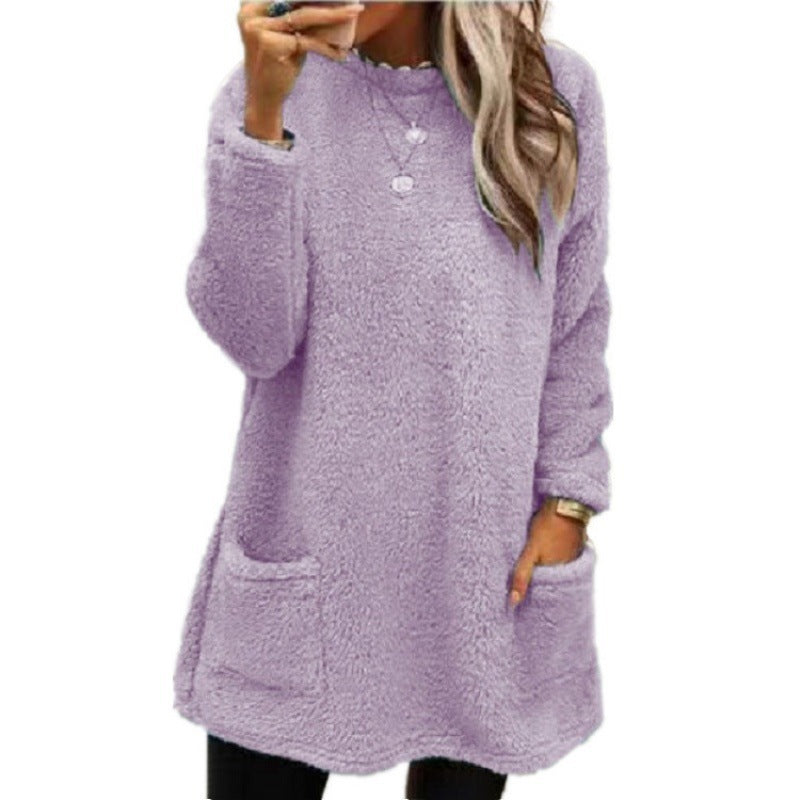 Damen Kuscheliger Fleece-Pullover mit weitem Schnitt und praktischen Taschen R&B