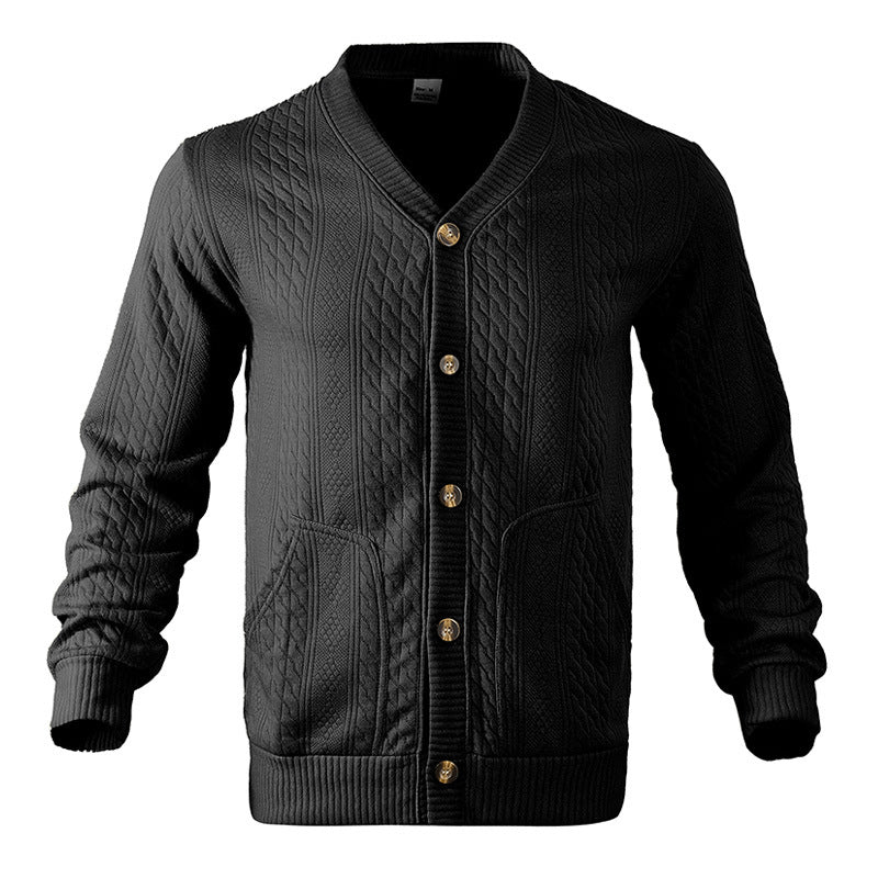 Herren Strickjacke mit V-Ausschnitt und praktischen Taschen R&B
