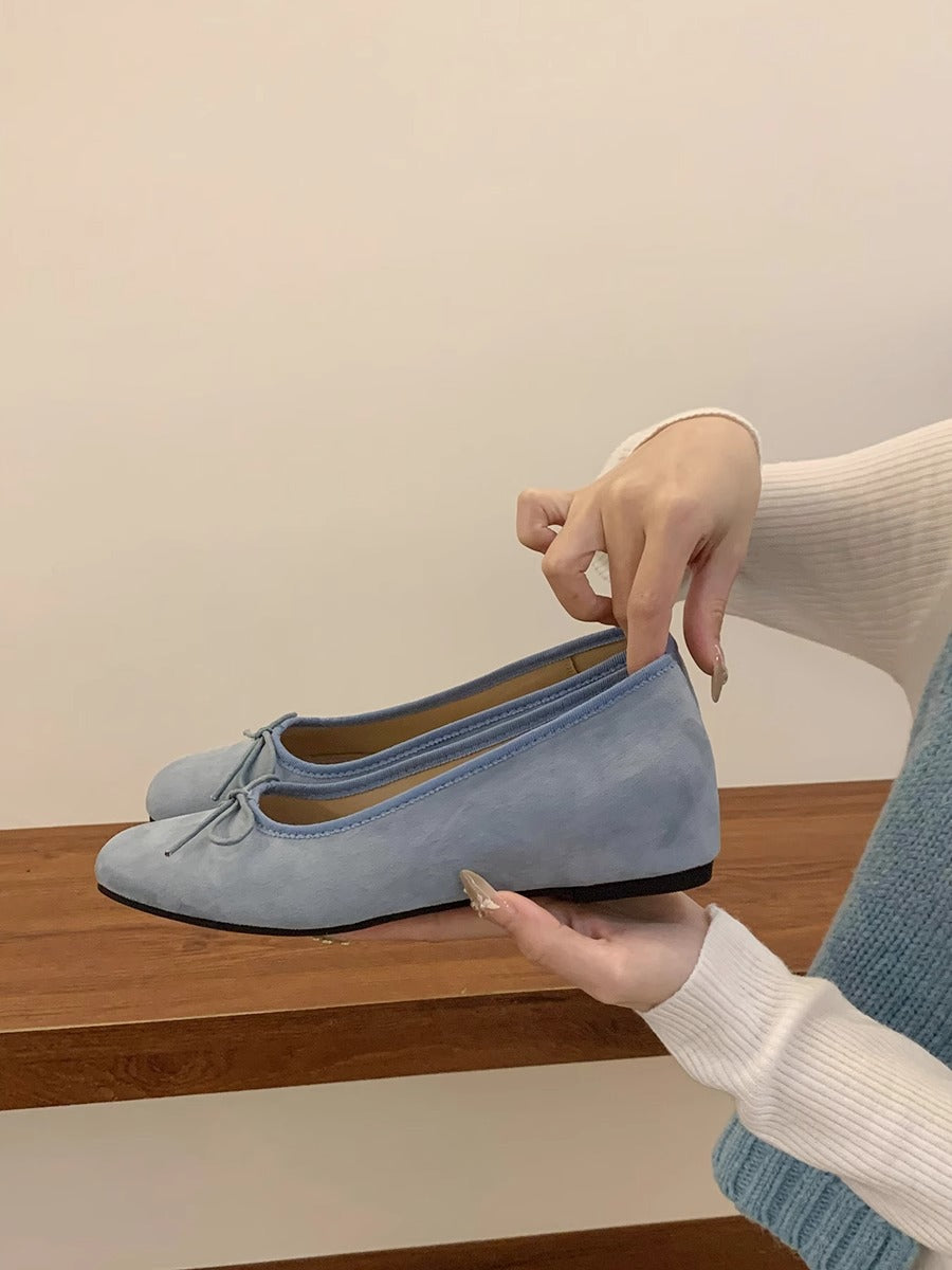 Damen Ballerinas aus hochwertigem Wildleder mit verspieltem Schleifen-Detail R&B