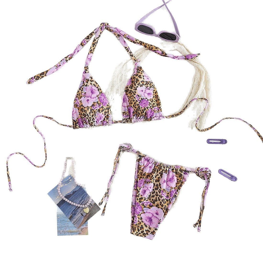 Damen Triangel-Bikini-Set mit raffiniertem Häkeloberteil R&B