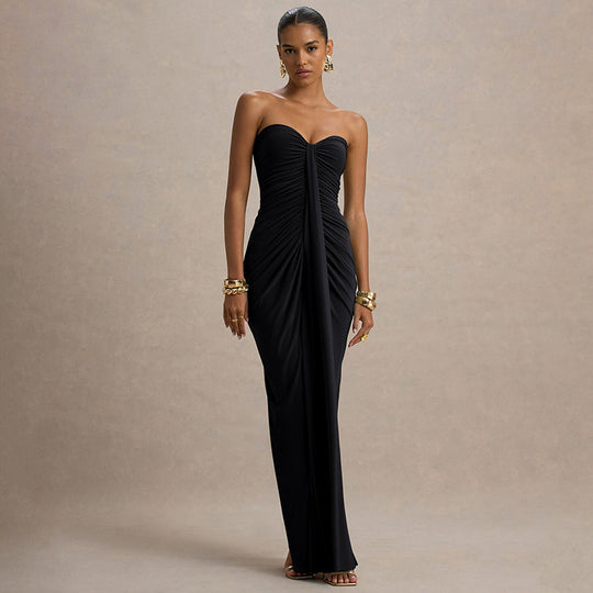 Damen Figurbetontes Maxikleid mit Raffungen und zartem Schnitt R&B