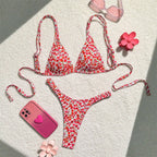 Damen Triangel-Bikini-Set mit verstellbaren Trägern und floralem Muster R&B