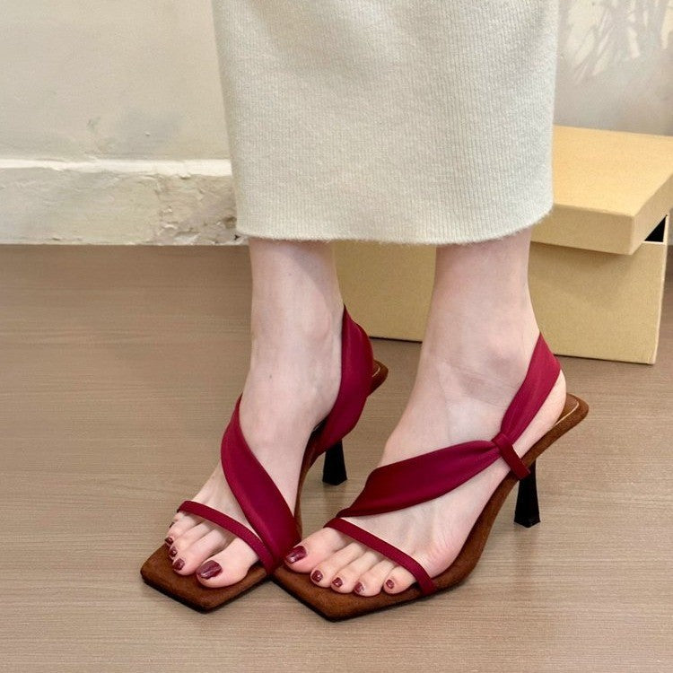Damen elegante und moderne High Heel Sandalen mit breiten Riemen R&B