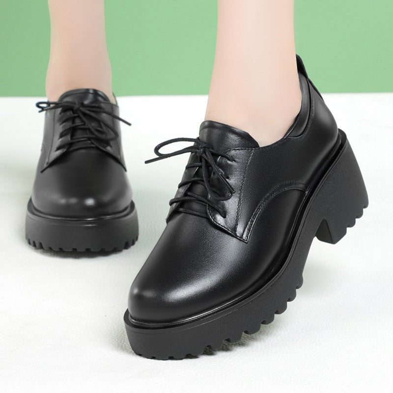Damen Komfortable Schnürschuhe mit klobigem Absatz und rutschfester Sohle R&B