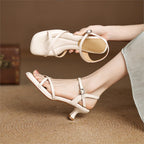 Damen elegante Slingback Sandalen mit modischem Absatz R&B