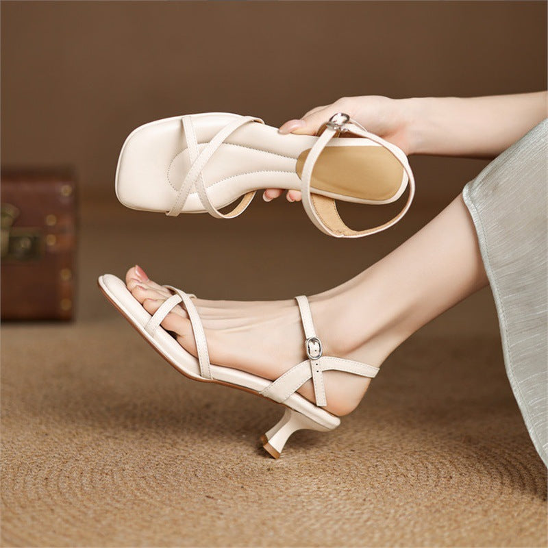 Damen elegante Slingback Sandalen mit modischem Absatz R&B