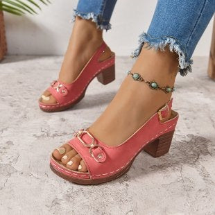 Damen Offene High-Heel Sandalen mit dekorativem Riemendesign R&B