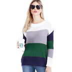 Damen Grobstrickpullover mit modernem Streifenmuster und lässigem Schnitt R&B