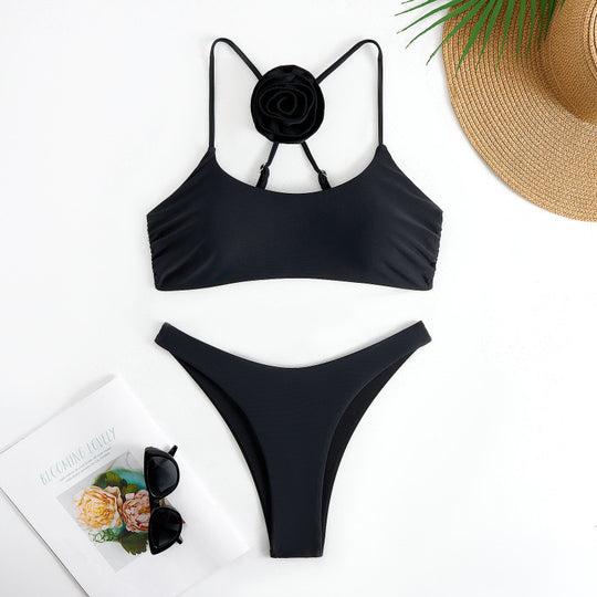 Damen Bikini-Set mit floralem Detail und hohem Beinausschnitt R&B
