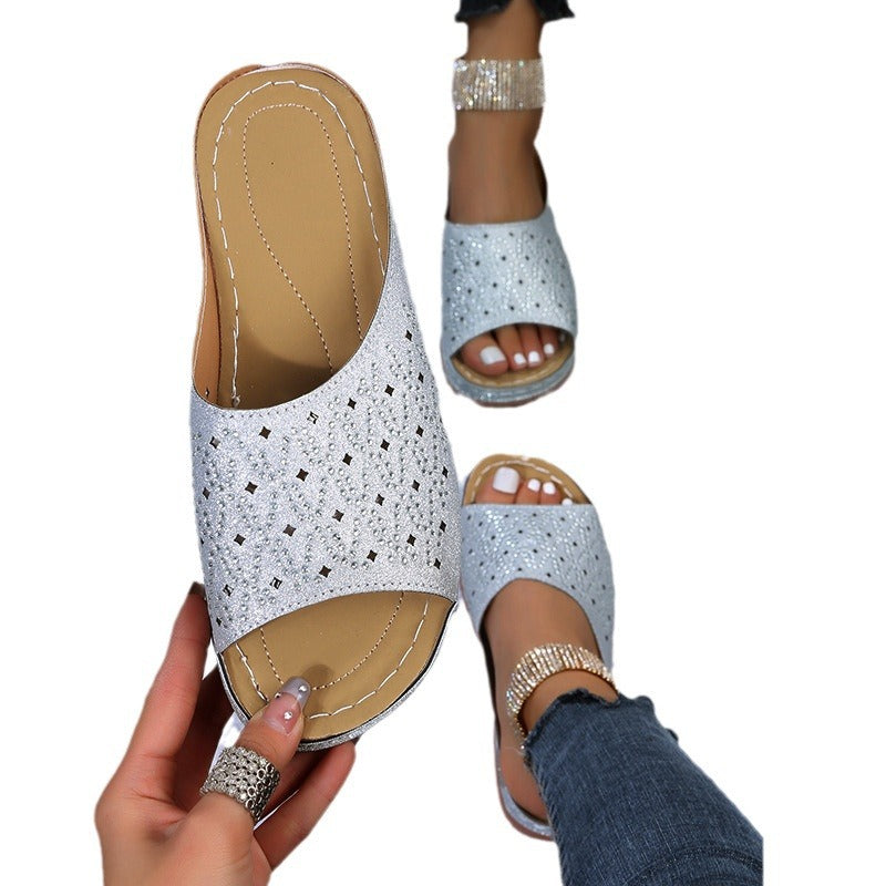 Damen Atmungsaktive und komfortable Sandalen mit Glitzerelementen
