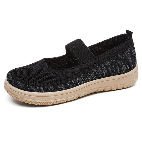 Damen Bequeme Ballerinas aus atmungsaktivem Netzmaterial mit elastischem Riemen R&B