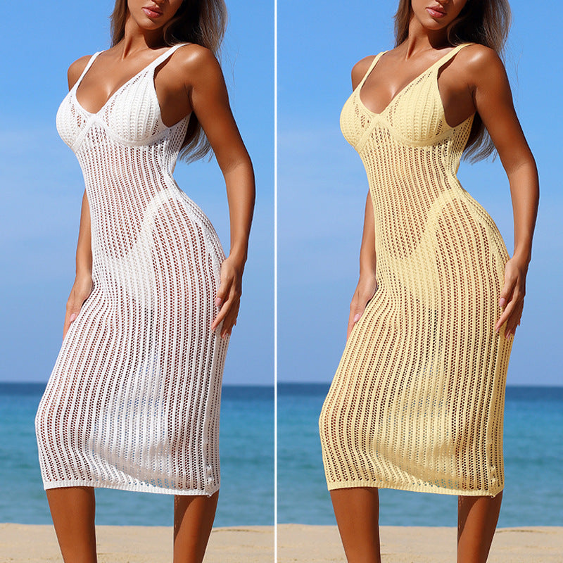 Damen Elegantes Häkelkleid mit figurbetontem Schnitt EB