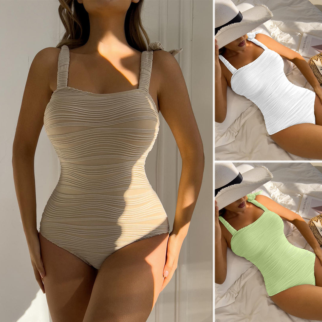 Damen Figurbetonter Einteiler Badeanzug mit verspielten Schleifendetails R&B