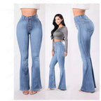 Damen Bootcut Jeans mit hohem Bund und modischen Knopfdetails