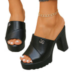 Damen Plateau-Mules mit eleganter Faltenoptik und hochwertigem Obermaterial R&B