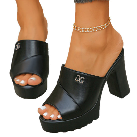 Damen Plateau-Mules mit eleganter Faltenoptik und hochwertigem Obermaterial R&B