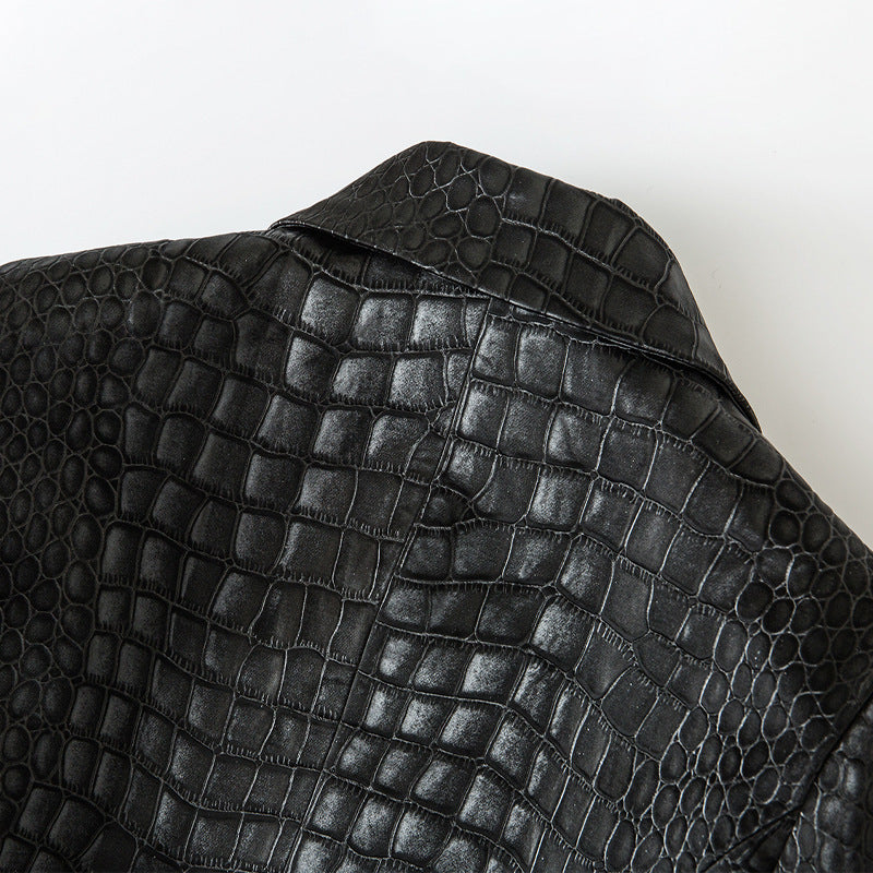 R&B | Croc-Stil Faux-Leder Mantel
