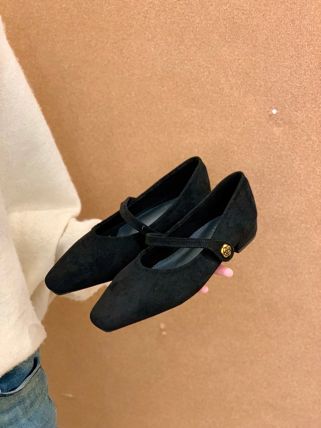Damen elegante Ballerinas mit modischem Riemen und komfortablem Fußbett R&B