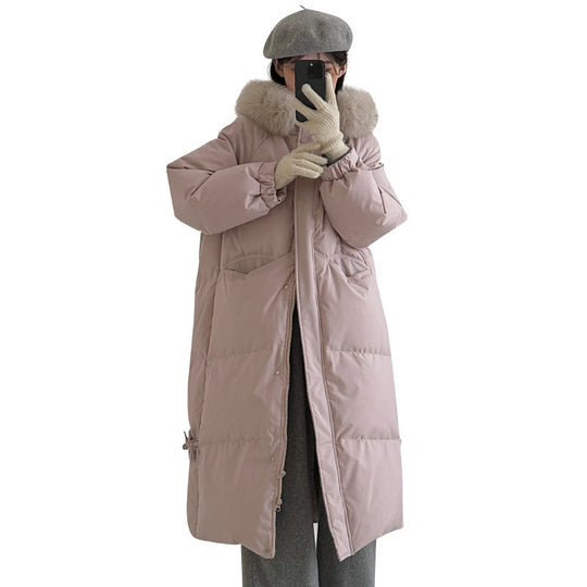 Damen Lange gefütterte Winterjacke mit hochwertigem Kunstfellkragen und praktischen Taschen R&B