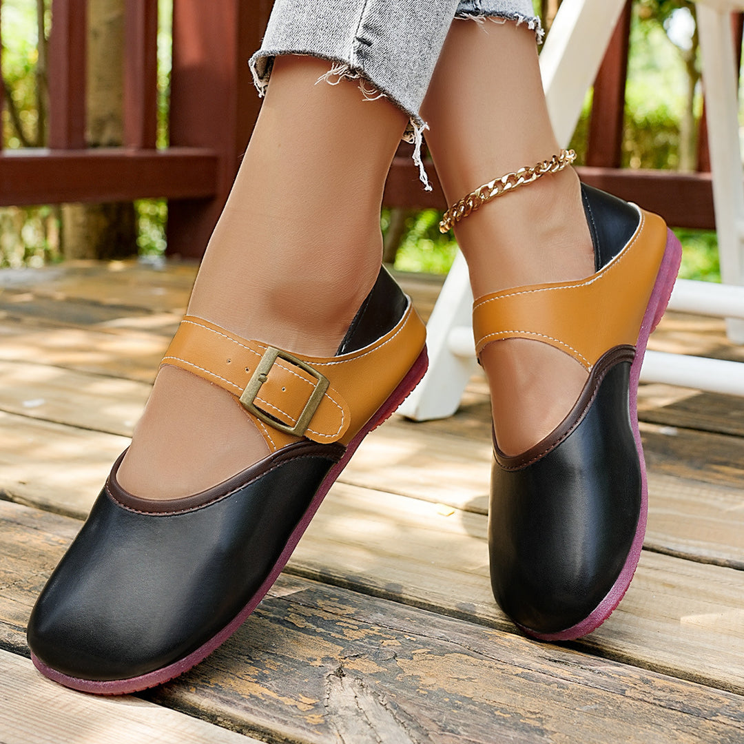 Damen bequeme Ballerinas mit verstellbarem Schnallenverschluss R&B
