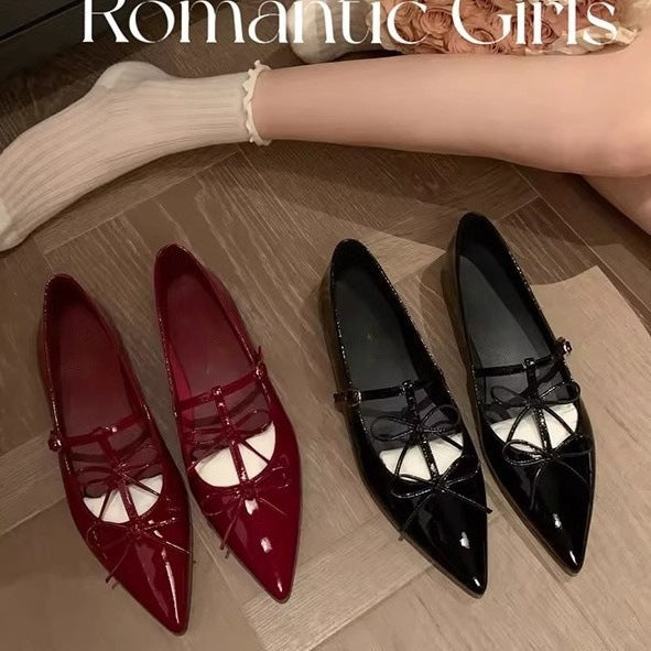 Damen Ballerina mit elegantem Schleifendetail und hochwertiger Lackoberfläche R&B