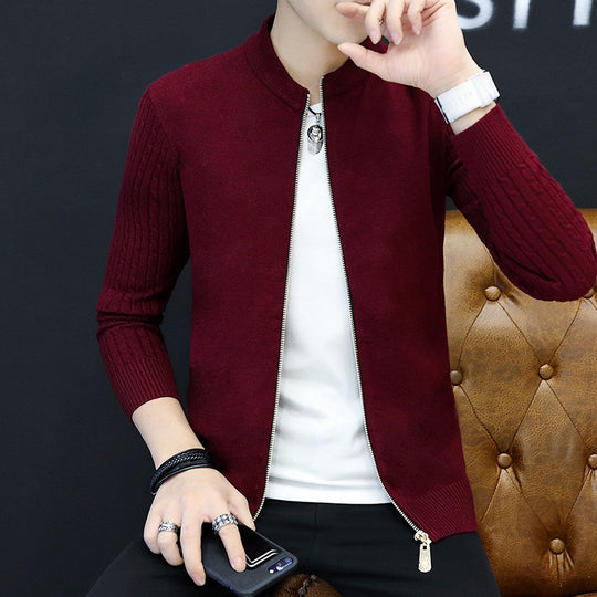 Herren Strickjacke mit modernem Reißverschluss und eleganten Ziernähten R&B