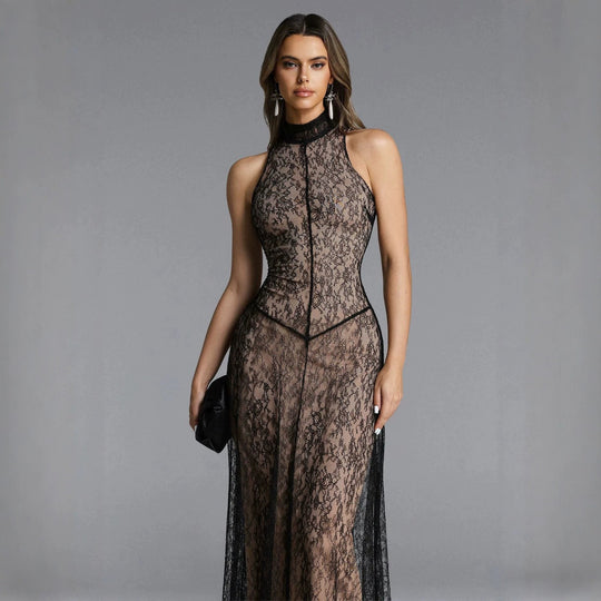 Damen Spitzen Abendkleid R&B